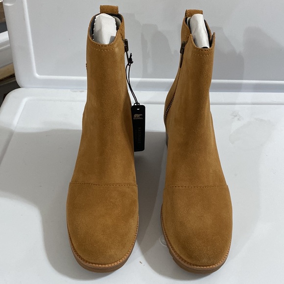 Sorel Cate block heel booties in suede camel brown size 6.5 - Picture 5 of 12